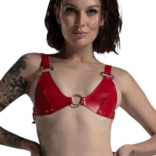 Лиф из натуральной кожи Feral Feelings - Bikini Top Red SO9422