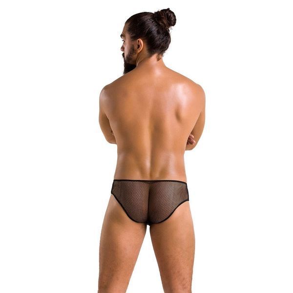 Чоловічі труси зі шнурівкою Passion 035 SLIP RICHARD L/XL Black, екошкіра, сітка SO7576