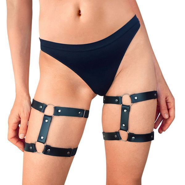 Гартеры на ногу из натуральной кожи Art of Sex - Kristina Leg Garters (2 шт), цвет Черный SO6601