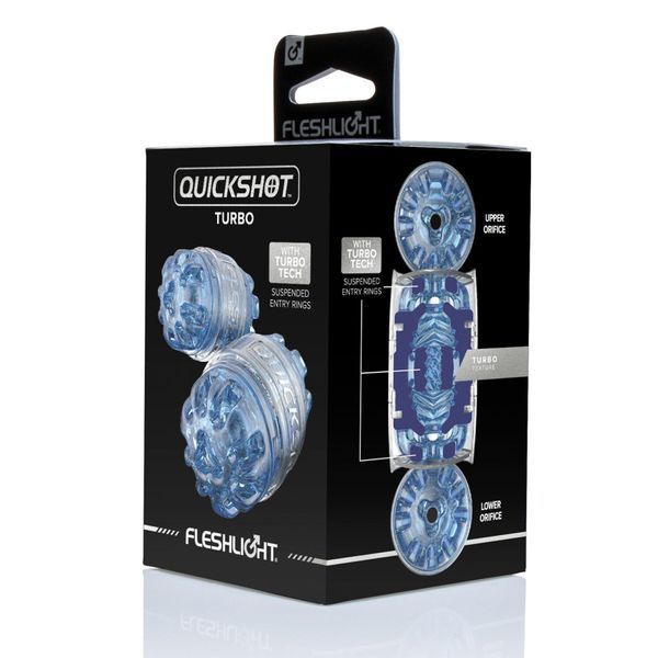 Мастурбатор Fleshlight Quickshot Turbo Blue Ice, компактный, сквозной, подойдет для пар и минета SX0678