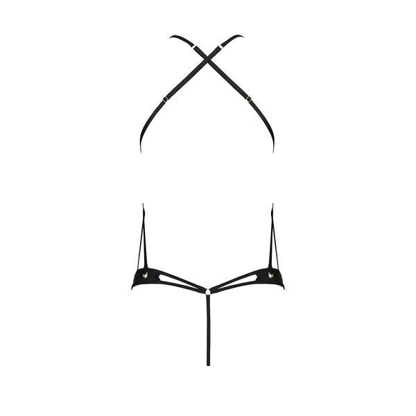 Боди с открытым доступом Passion TASMINA BODY S/M, black, экокожа, шнуровки, ажурные кружева SO7110