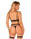 Комплект белья Obsessive Selinne 3-pcs set XS/S Black, бюстгальтер, стринги пояс для чулок SO8667 фото 2
