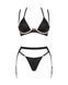 Комплект белья Obsessive Selinne 3-pcs set XS/S Black, бюстгальтер, стринги пояс для чулок SO8667 фото 3