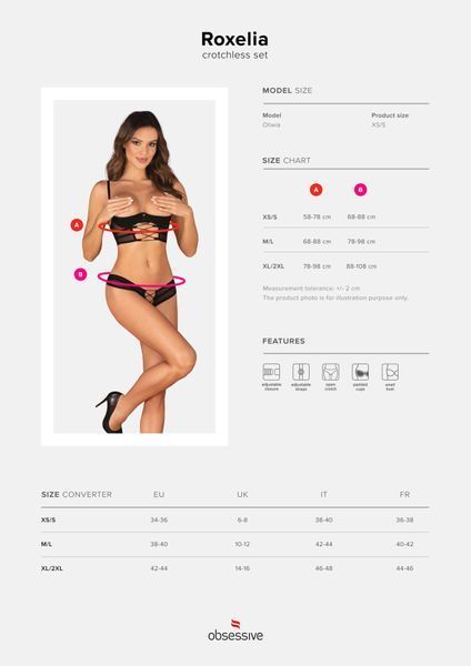 Комплект Obsessive Roxelia 2-pcs crotchless set XL/2XL SO9073