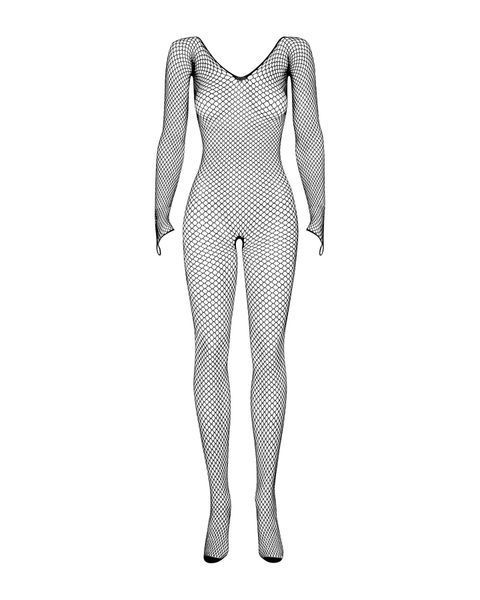 Сетчатый бодистокинг с длинным рукавом Obsessive Bodystocking N109 black S/M/L, черный, комбинезон SO7253
