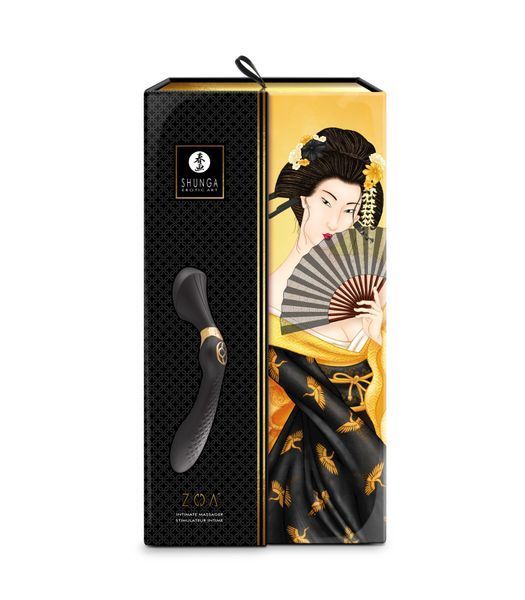 Вибромассажер Shunga Zoa Black, двусторонний SO6914