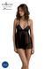 Пеньюар Passion KERRIA CHEMISE black, L/XL, кружевной верх, трусики в комплекте SX0488 фото 1