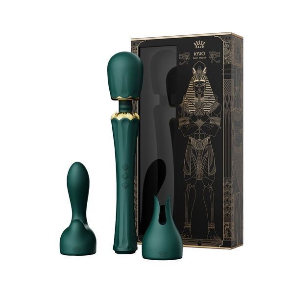 Вібромасажер з насадками Zalo &mdash; Kyro Wand Turquoise Green SO6650