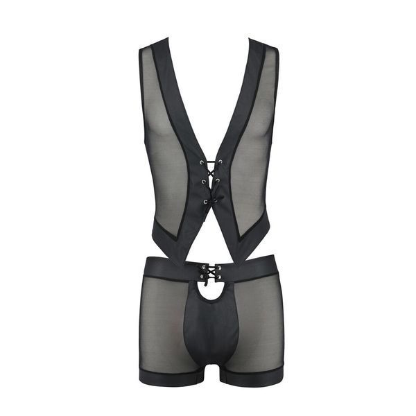 Комплект чоловічої білизни на шнурівці Passion 053 SET WILLIAM L/XL Black, жилет, боксери SO7627