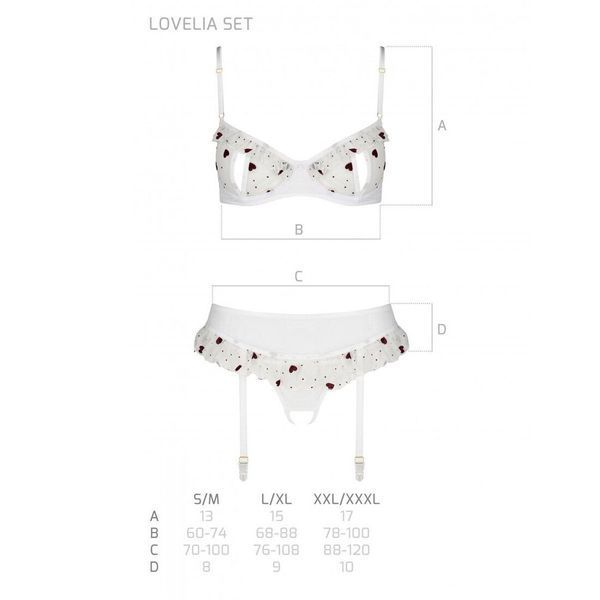 Сексуальний комплект з поясом для панчіх Passion LOVELIA SET L/XL, white SO4780