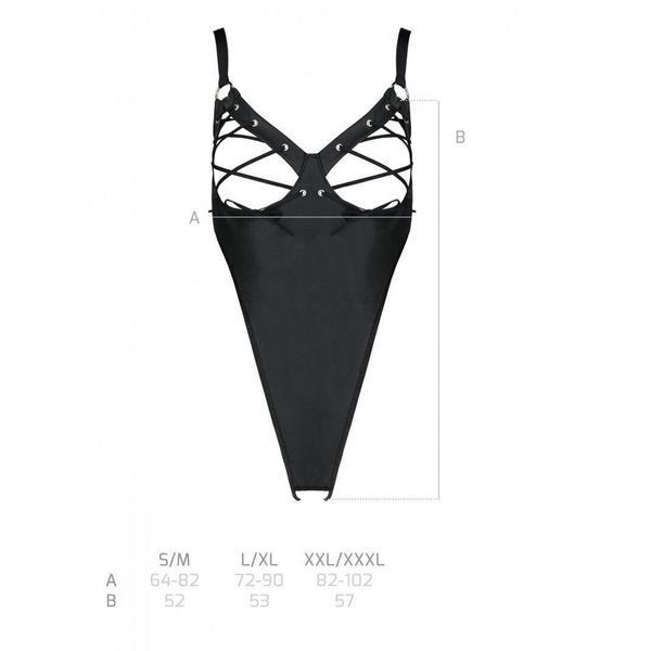 Боді з екошкіри Passion CELINE BODY XXL/XXXL, black, з доступом, відкритий SO6405
