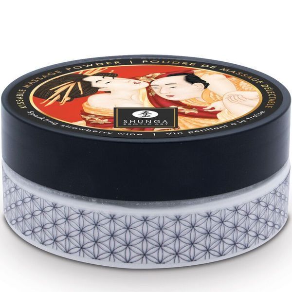 Вкусная пудра для оральных ласк Shunga Body Powder Sparkling Strawberry Wine, 75 г, аромат клубники SX0590