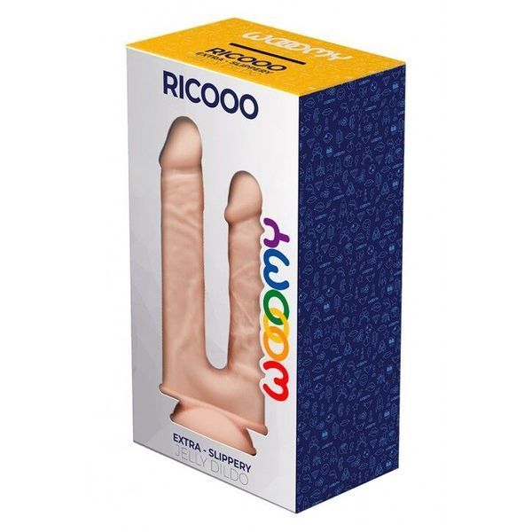 Двойной фаллоимитатор Wooomy Ricooo, с присоской, размер 19х4,3 см и 17х3,3 см SO7402