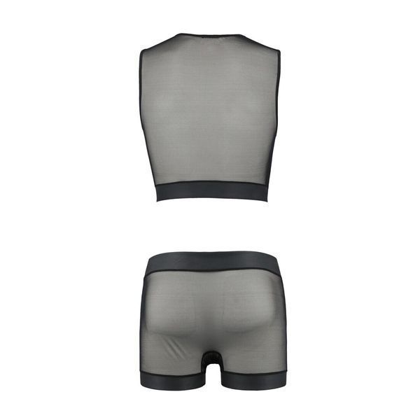 Комплект чоловічої білизни на шнурівці Passion 053 SET WILLIAM L/XL Black, жилет, боксери SO7627