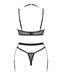 Комплект белья Obsessive Selinne 3-pcs set M/L Black, бюстгальтер, стринги пояс для чулок SO8668 фото 4