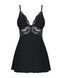 Сатиновый пеньюар с кружевом Obsessive 810-BAB-1 babydoll & thong L/XL, черный, пеньюар, танга SO7153 фото 5