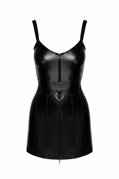Платье Noir Handmade F320 Starlet, L, под латекс, мини, молния по всей длине, кольцо на поясе SX0353