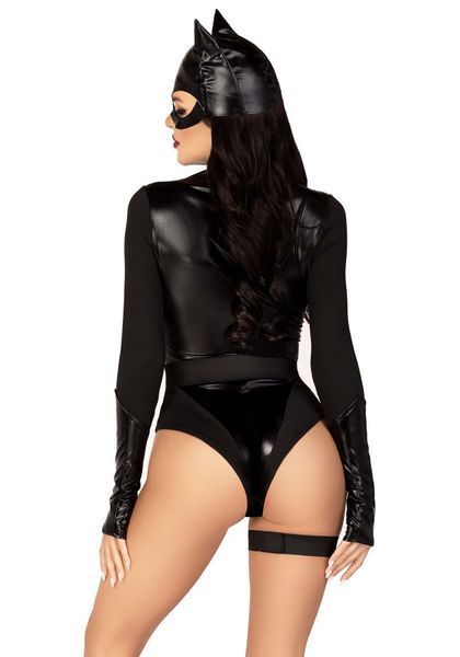 Эротический костюм кошечки Leg Avenue Fierce Feline S, боди, пояс с подвязкой, маска кошки SO9228