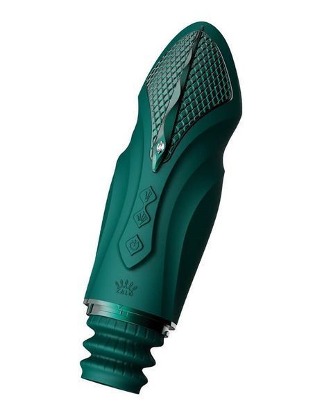 Компактна смарт секс-машина Zalo &ndash; Sesh Turquoise Green, 2 насадки, пульт ДК, кристал Swarovski SO9554
