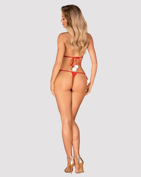 Новогодний комплект белья с помпонами Obsessive Bobble Girl, красный SO9024