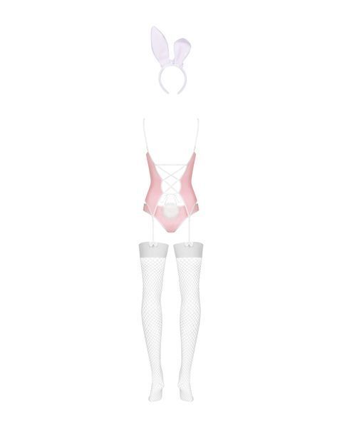 Еротичний костюм зайчика Obsessive Bunny suit 4 pcs costume pink S/M, рожевий, топ з підв&rsquo;язками SO7254