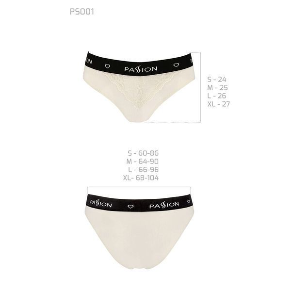 Трусики с широкой резинкой и кружевом Passion PS001 PANTIES XL, ecru SO4166