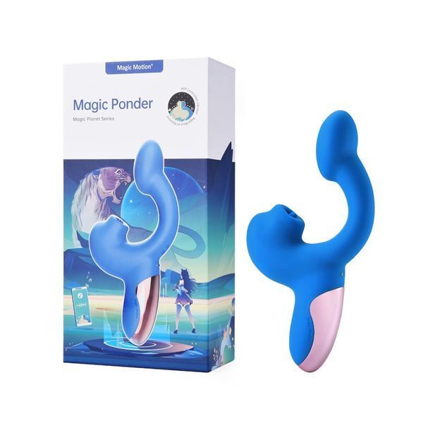 Смарт-вибратор Magic Motion Ponder Blue, двойная стимуляция, виброяйцо+язычок для клитора SX3229
