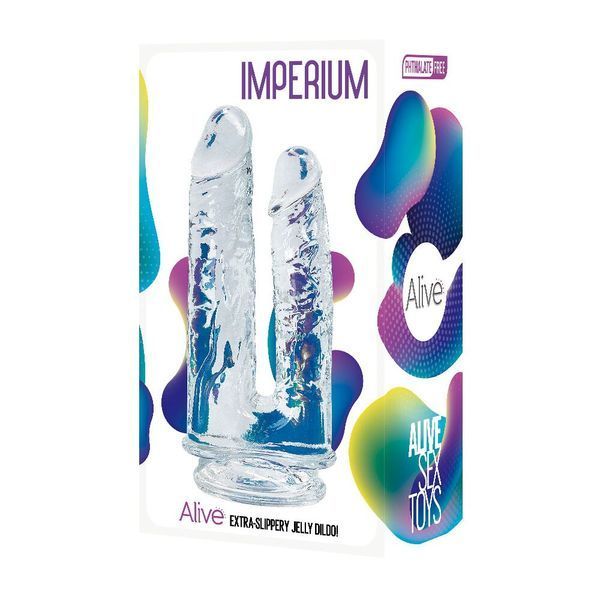 Прозрачный фаллоимитатор Alive Imperium Jelly Dildo для двойного проникновения SO6024