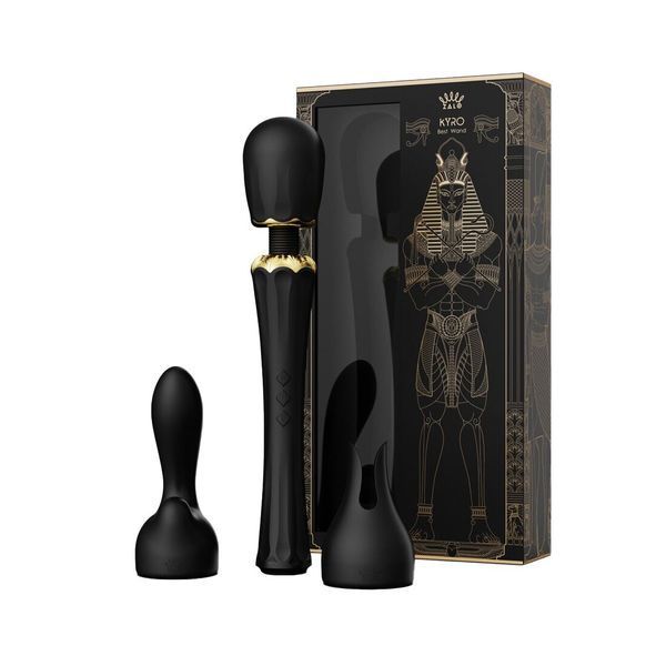 Вібромасажер з насадками Zalo &mdash; Kyro Wand Obsidian Black SO6651