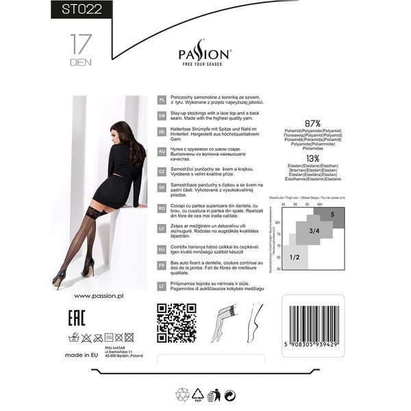 Чулки Passion ST022 5 - XXL nero PS23616