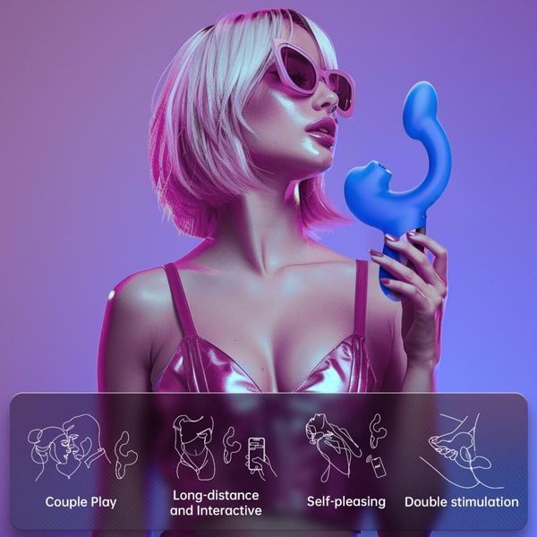 Смарт-вибратор Magic Motion Ponder Blue, двойная стимуляция, виброяйцо+язычок для клитора SX3229