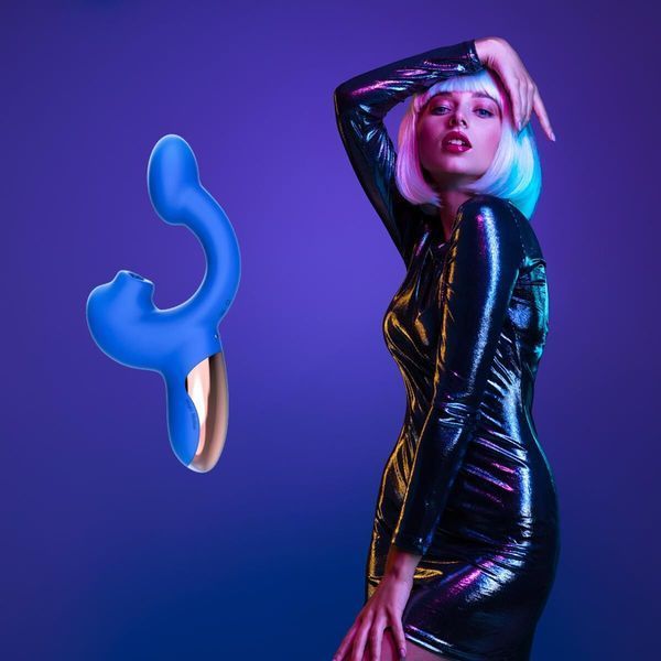 Смарт-вибратор Magic Motion Ponder Blue, двойная стимуляция, виброяйцо+язычок для клитора SX3229