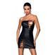 Мини-платье из экокожи Passion CELINE CHEMISE L/XL, black, шнуровка, трусики в комплекте SO6406 фото 1