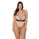 Боді Passion VIENA BODY 6XL/7XL, beige, контрастне, бантики, вставка-сітка, відкриті сідниці SO7112 фото 1