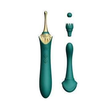 Вагінально-кліторальний вібратор Zalo &mdash; Bess Turquoise Green, багатофункціональний із насадками SO6652