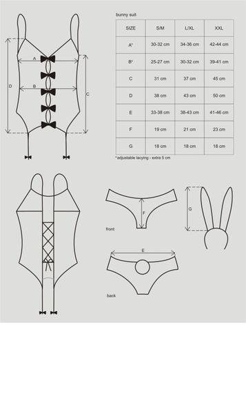 Еротичний костюм зайчика Obsessive Bunny suit 4 pcs costume pink L/XL, рожевий, топ з підв&rsquo;язками SO7255