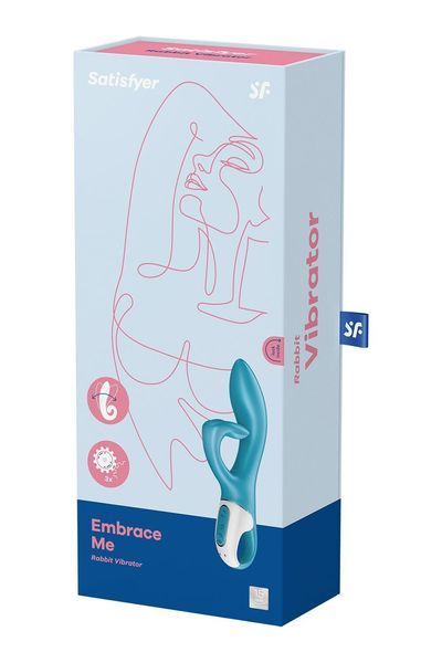 Вибратор кролик с тройным отростком Satisfyer Embrace me Turquoise, 2 мотора, диаметр 3,6 см SO6284