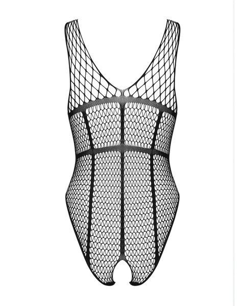 Бодістокінг із великої сітки з доступом Obsessive B117 teddy S/M/L, чорний SO7205
