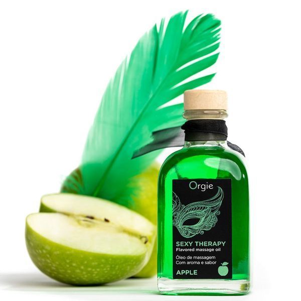 Набір для масажу Orgie &ndash; Sexy Therapy Apple (100 мл), їстівна розігрівальна олія + пір&rsquo;їнка SX1508