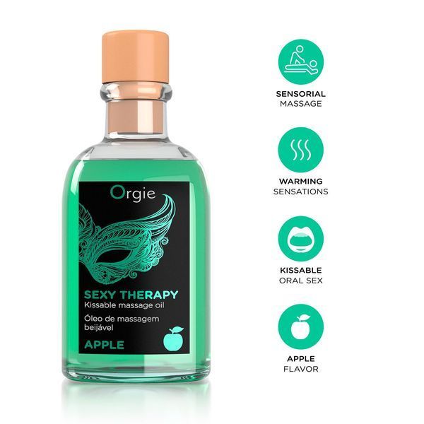 Набір для масажу Orgie &ndash; Sexy Therapy Apple (100 мл), їстівна розігрівальна олія + пір&rsquo;їнка SX1508