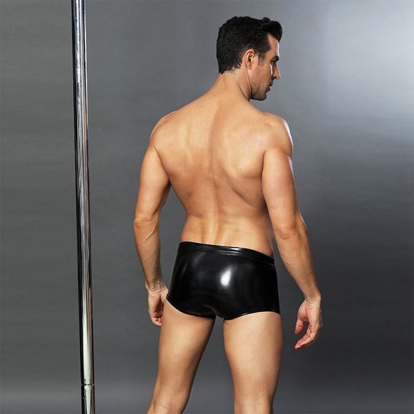Эротические мужские лаковые трусы со шнуровкой One Size Black SO3692