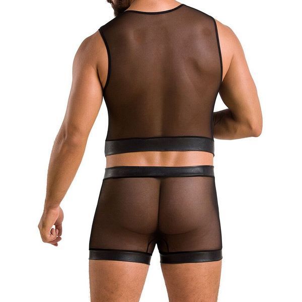 Комплект чоловічої білизни на шнурівці Passion 053 SET WILLIAM XXL/XXXL Black, жилет, боксери SO7629