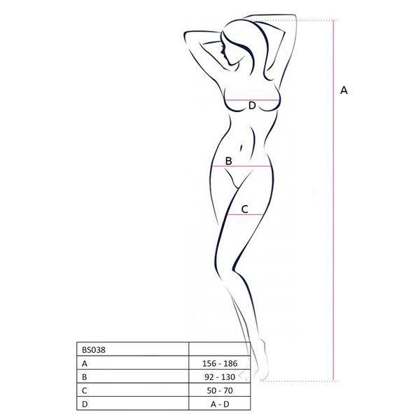 Бодистокинг Passion BS038 red, комбинезон, имитация чулок и пояса PBS038R