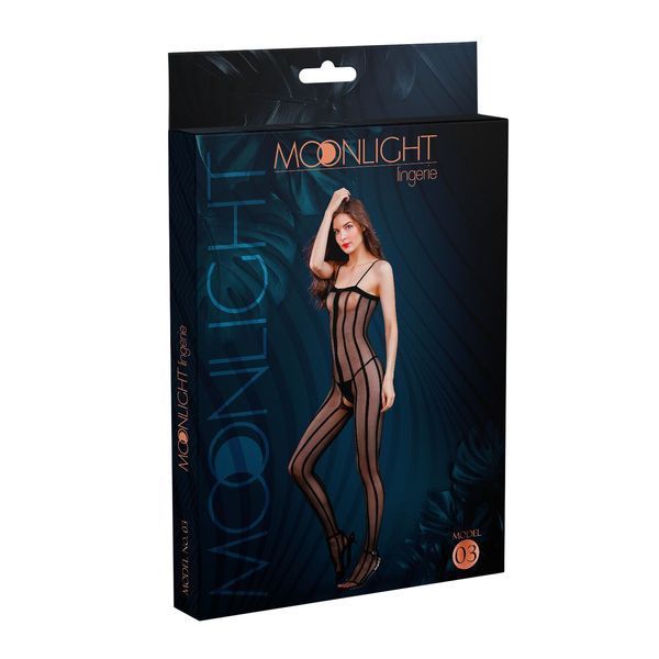 Прозорий бодістокінг Moonlight Model 03 XS-L Black, з доступом SO8202