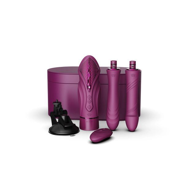 Компактна смарт секс-машина Zalo &ndash; Sesh Velvet Purple, 2 насадки, пульт ДК, кристал Swarovski SO9555