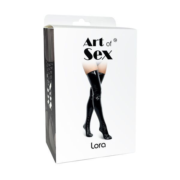 Сексуальные виниловые чулки Art of Sex - Lora, размер L, цвет черный SO7338