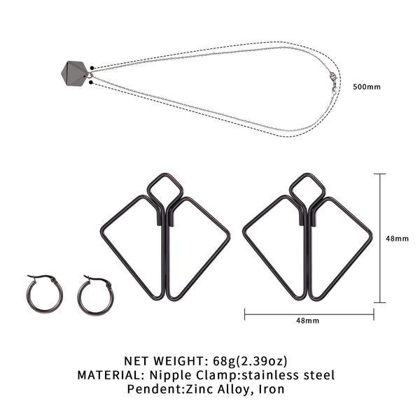 Затискачі для сосків з важкою підвіскою LOCKINK Nipple Clamps with Heavy Pendant, сріблясті SX0845