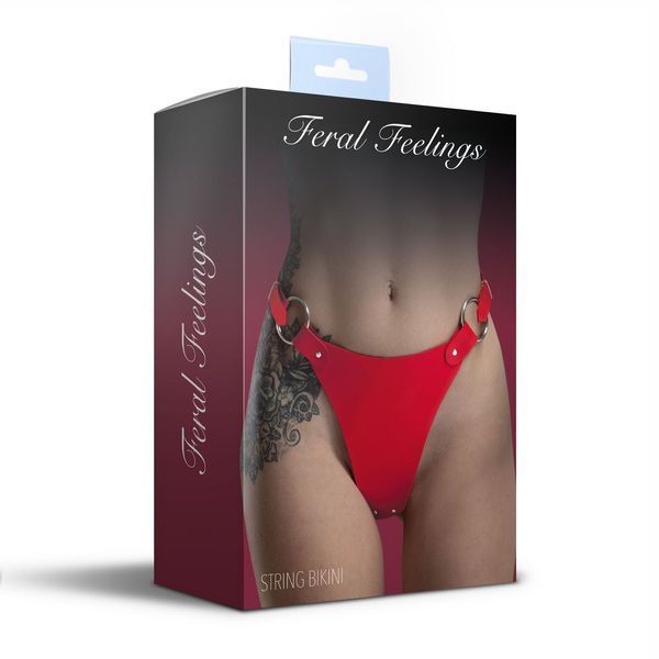 Трусики из натуральной кожи Feral Feelings - String Bikini Red SO9425