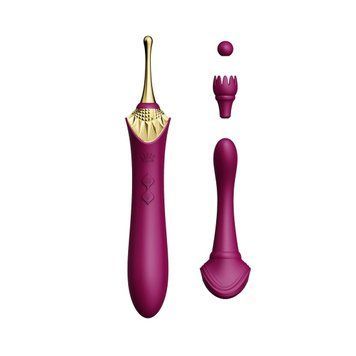 Вагінально-кліторальний вібратор Zalo &mdash; Bess Velvet Purple, мультифункціональний із насадками SO6653