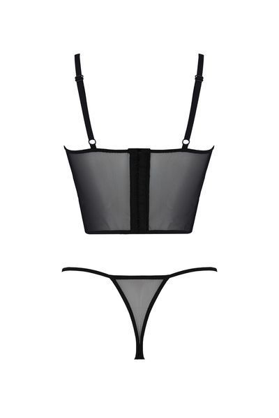 Комплект Passion KERRIA SET black, L/XL, сітка+мереживо, бюстьє та стрінги SX0491